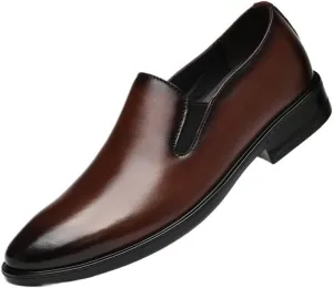 Men's Slip On Wingtip Oxford Shoes Lightweight Formal Leather Shoes Fashion Dress Sneakers Business Casual Derby Shoe for Men(Brown,9)