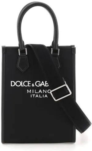 Men's Small Nylon Bag With Logo in Black | BM2123AG182