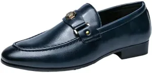 Men's Solid Colour Vintage Slip On Penny Loafer Shoes Daily Non-Slip Low Block Heel Casual Shoes for Business Office & Casual