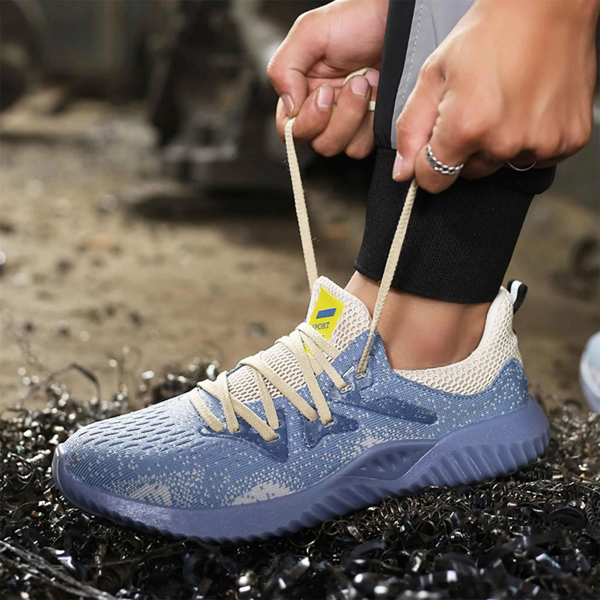 Men's Stylish Blue Steel Toe Sneakers - Lightweight & Protective | B245
