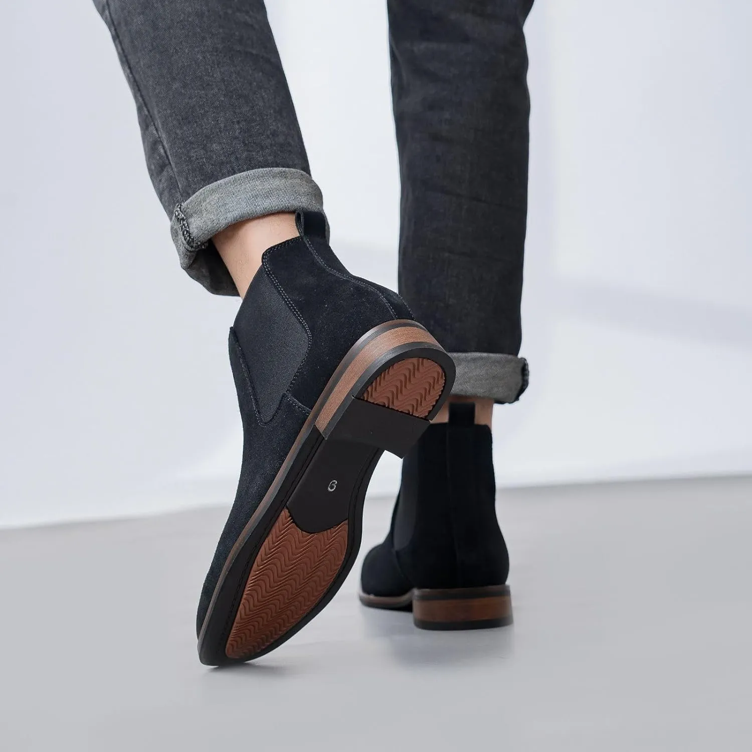 Men's Suede Khaki Classic Leather Chelsea Style Boots