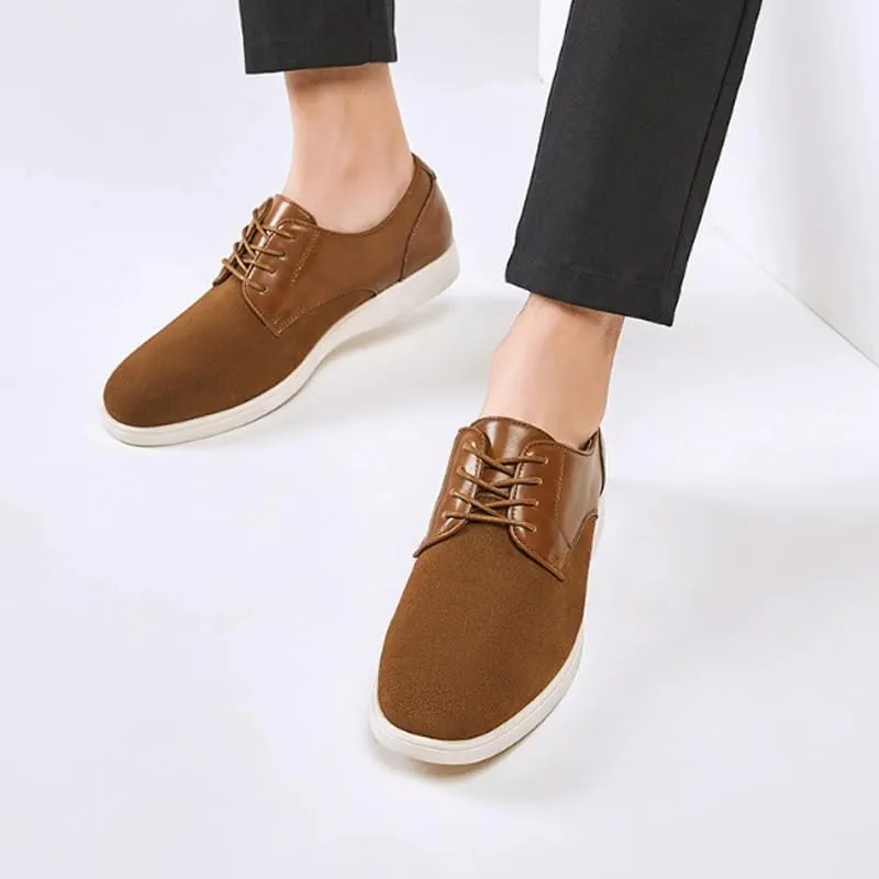 Men's Suede Lace Up Platform Oxfords Casual Comfortable Round Toe Anti-Slip Dress Shoes Daily Business Work Office Derbys