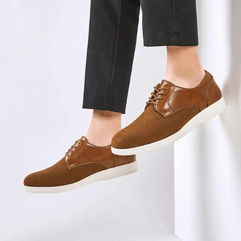 Men's Suede Lace Up Platform Oxfords Casual Comfortable Round Toe Anti-Slip Dress Shoes Daily Business Work Office Derbys