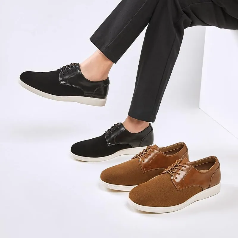 Men's Suede Lace Up Platform Oxfords Casual Comfortable Round Toe Anti-Slip Dress Shoes Daily Business Work Office Derbys