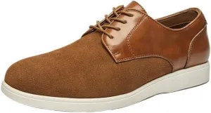Men's Suede Lace Up Platform Oxfords Casual Comfortable Round Toe Anti-Slip Dress Shoes Daily Business Work Office Derbys