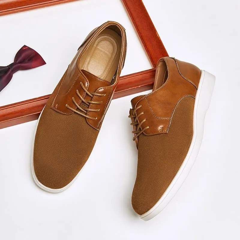 Men's Suede Lace Up Platform Oxfords Casual Comfortable Round Toe Anti-Slip Dress Shoes Daily Business Work Office Derbys