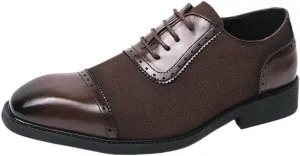 Mens Suede Leather Classic Lace Up Oxford Shoes Men's Wingtip Dress Shoes Non Slip Business Derby Shoes for Men