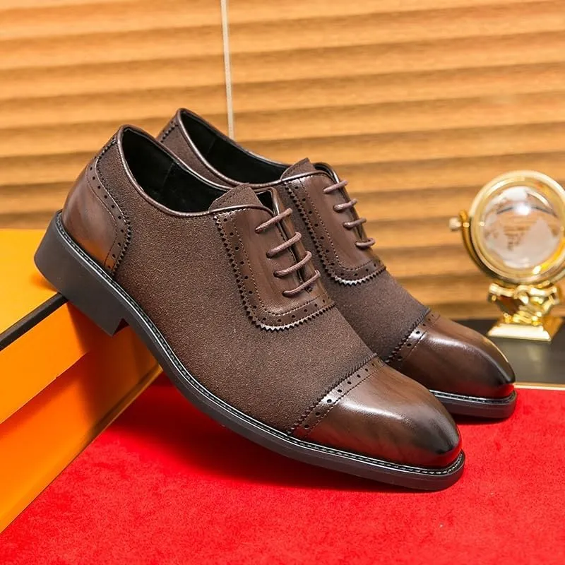 Mens Suede Leather Classic Lace Up Oxford Shoes Men's Wingtip Dress Shoes Non Slip Business Derby Shoes for Men