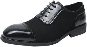 Mens Suede Leather Classic Lace Up Oxford Shoes Men's Wingtip Dress Shoes Non Slip Business Derby Shoes for Men