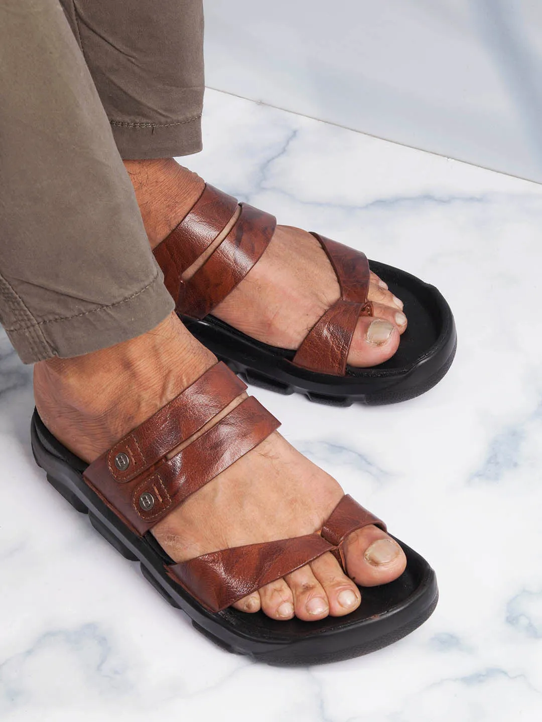Men's Tan Strap Sandals (ID4273)