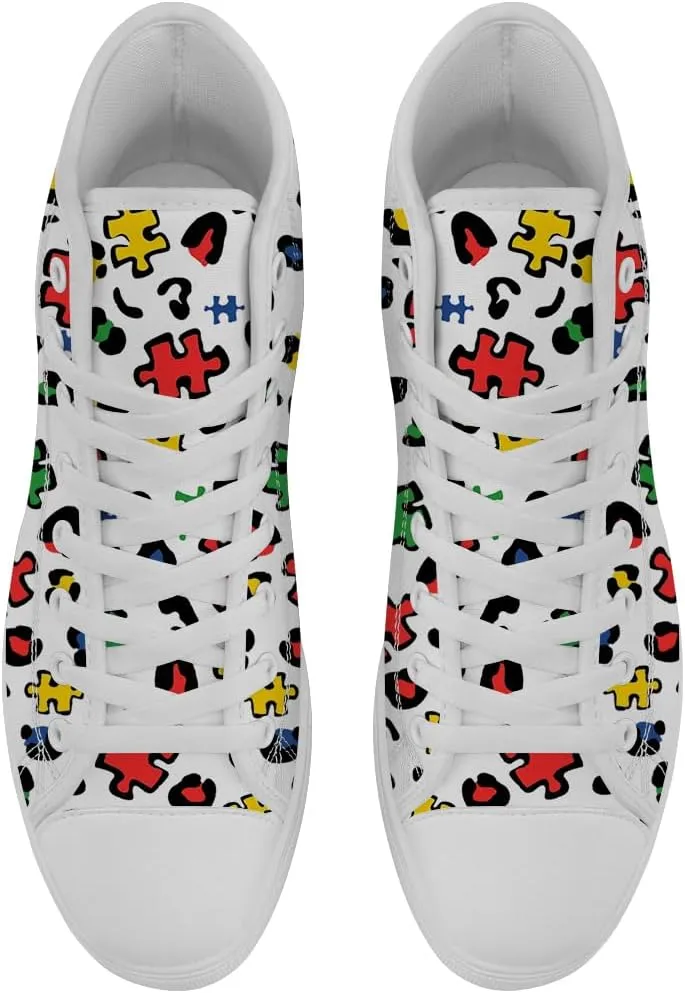 Men's Women's Autism High Top Canvas Shoes Autism Awareness High Top Sneakers Lace Up Casual Shoes Gifts for Men Women