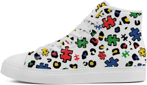 Men's Women's Autism High Top Canvas Shoes Autism Awareness High Top Sneakers Lace Up Casual Shoes Gifts for Men Women