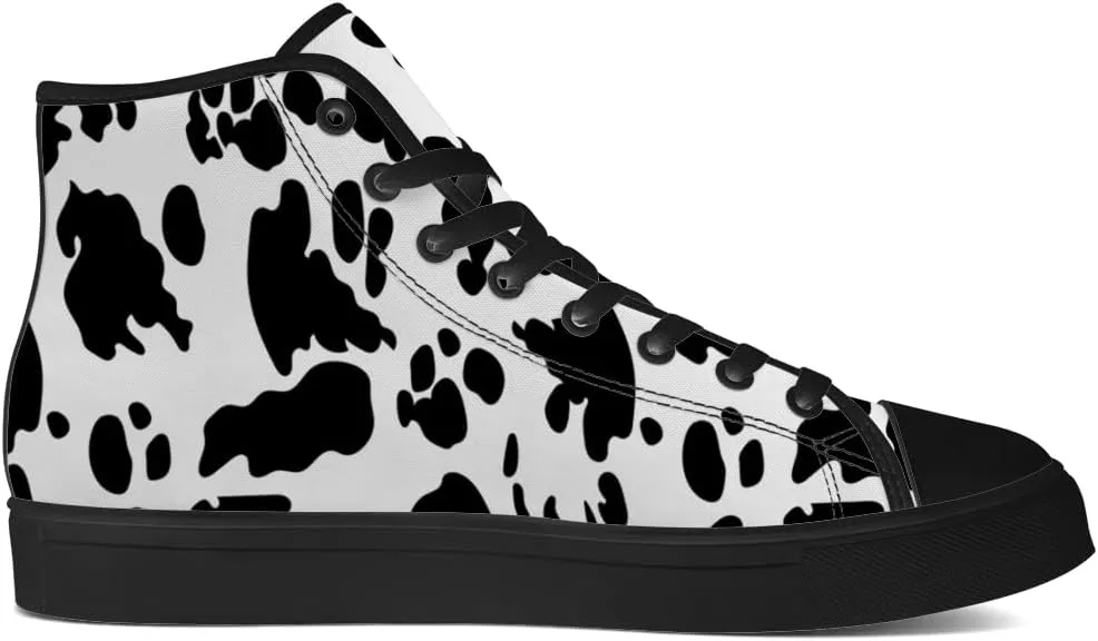 Men's Women's Cow Print High Top Canvas Shoes High Top Sneakers Lace Up Casual Shoes Gifts for Men Women