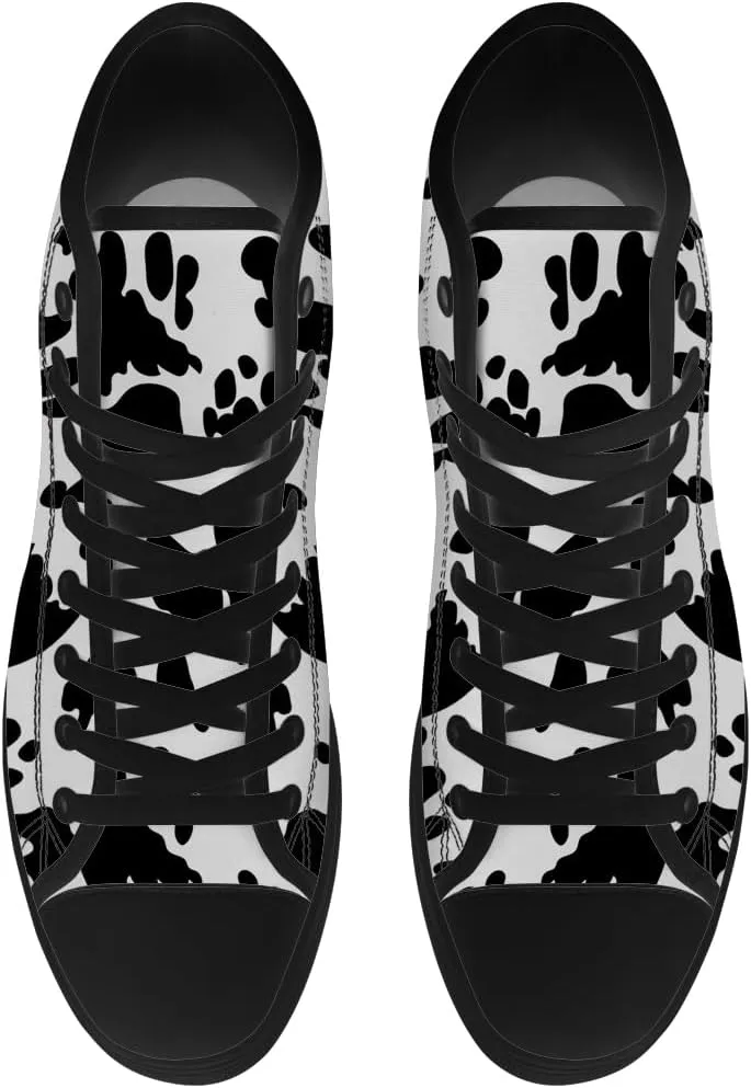 Men's Women's Cow Print High Top Canvas Shoes High Top Sneakers Lace Up Casual Shoes Gifts for Men Women