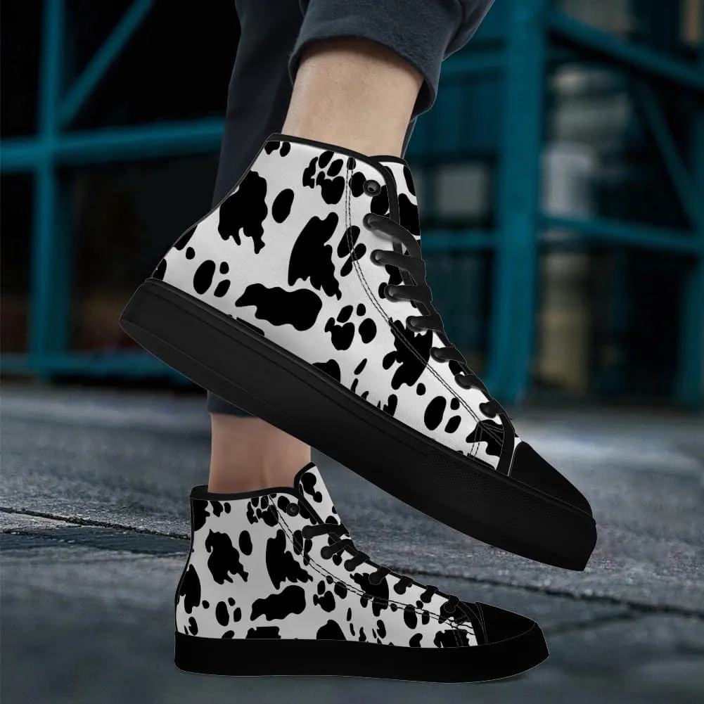 Men's Women's Cow Print High Top Canvas Shoes High Top Sneakers Lace Up Casual Shoes Gifts for Men Women