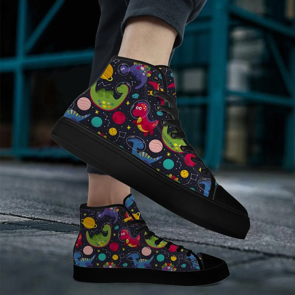 Men's Women's Dinosaur High Top Canvas Shoes High Top Sneakers Lace Up Casual Shoes Gifts for Men Women