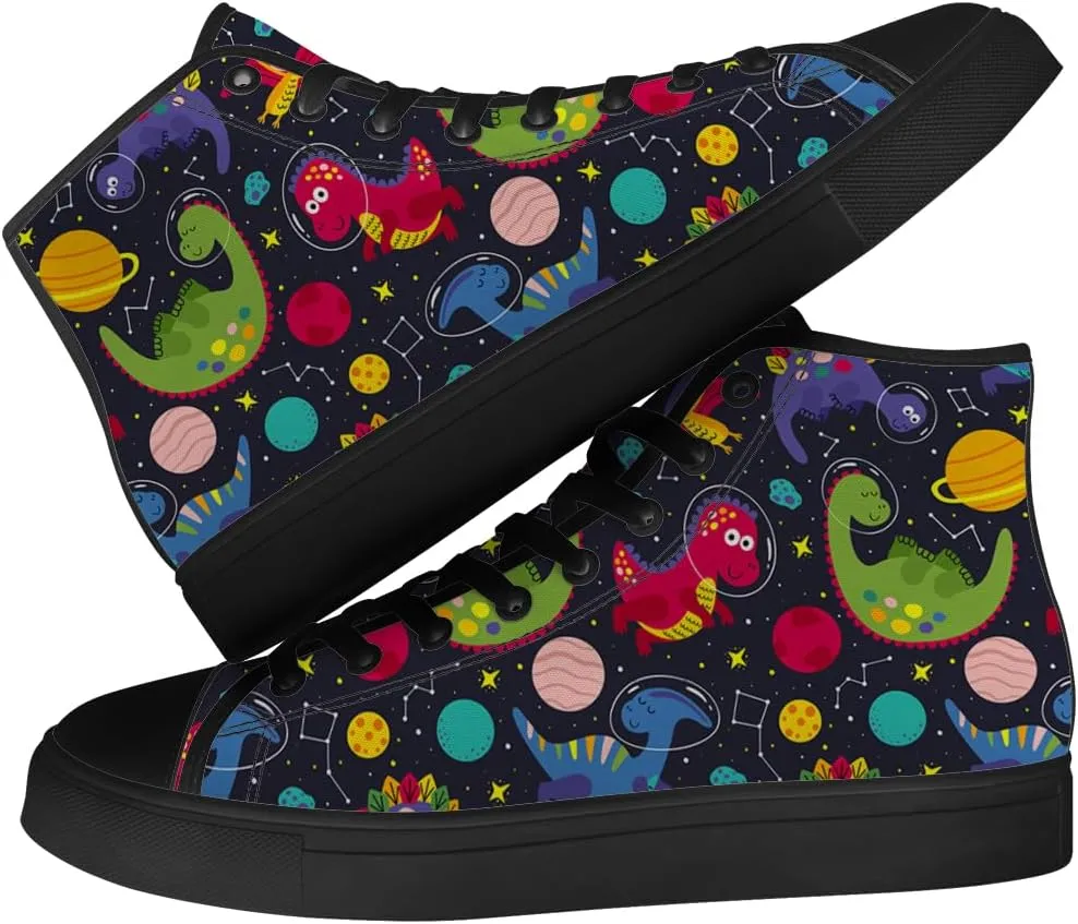 Men's Women's Dinosaur High Top Canvas Shoes High Top Sneakers Lace Up Casual Shoes Gifts for Men Women