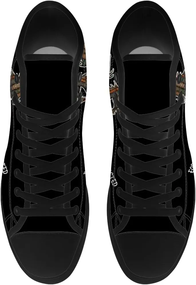 Men's Women's Dragon Reading Book High Top Canvas Shoes Dragon High Top Sneakers Lace Up Casual Shoes Gifts for Boys Girls