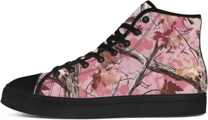 Men's Women's Pink Camouflage High Top Canvas Shoes High Top Sneakers Lace Up Casual Shoes Gifts for Men Women