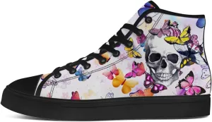 Men's Women's Skull High Top Canvas Shoes Butterfly High Top Sneakers Lace Up Casual Shoes Gifts for Men Women