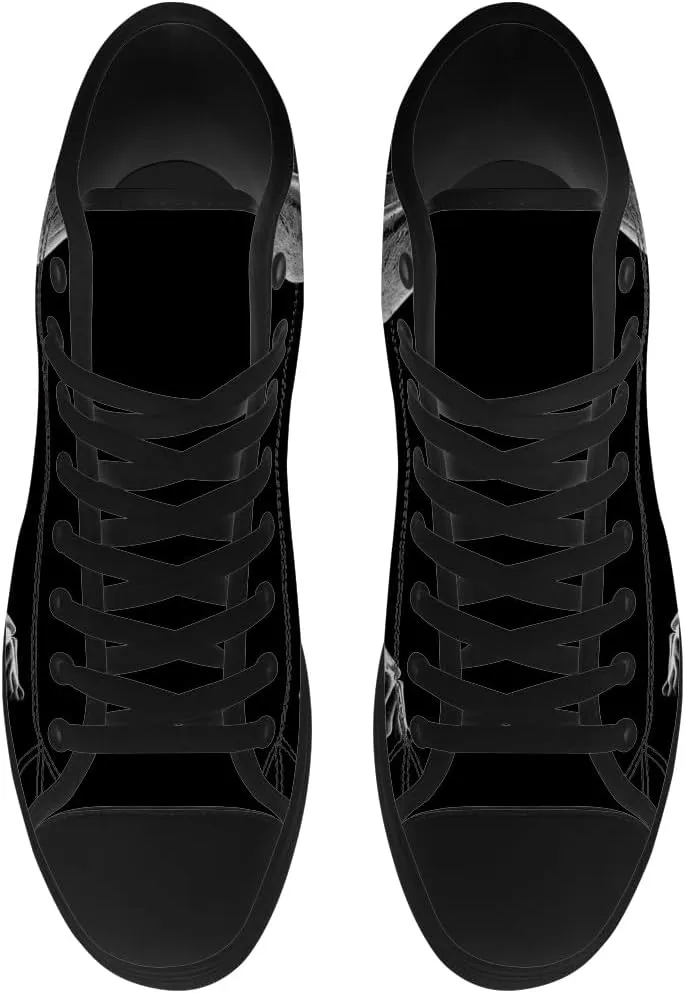 Men's Women's Skull High Top Canvas Shoes Skeleton High Top Sneakers Lace Up Casual Shoes Gifts for Men Women