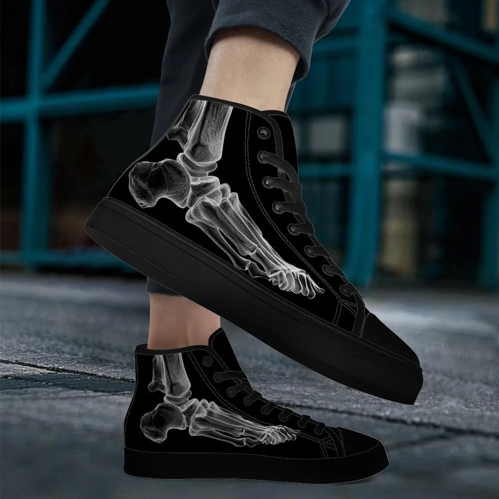 Men's Women's Skull High Top Canvas Shoes Skeleton High Top Sneakers Lace Up Casual Shoes Gifts for Men Women