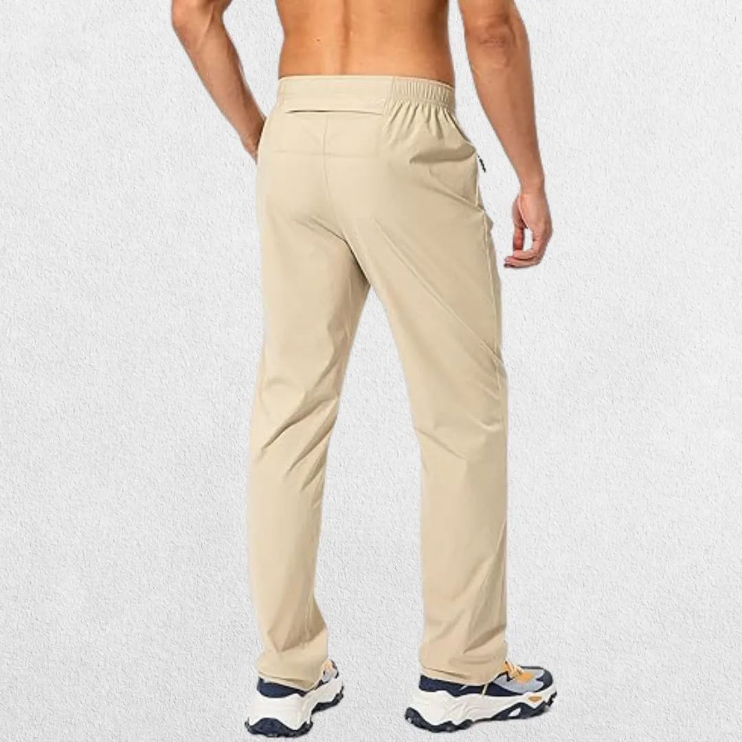 Men's Workout Athletic Trousers with Elastic Waist and Zipper Pockets