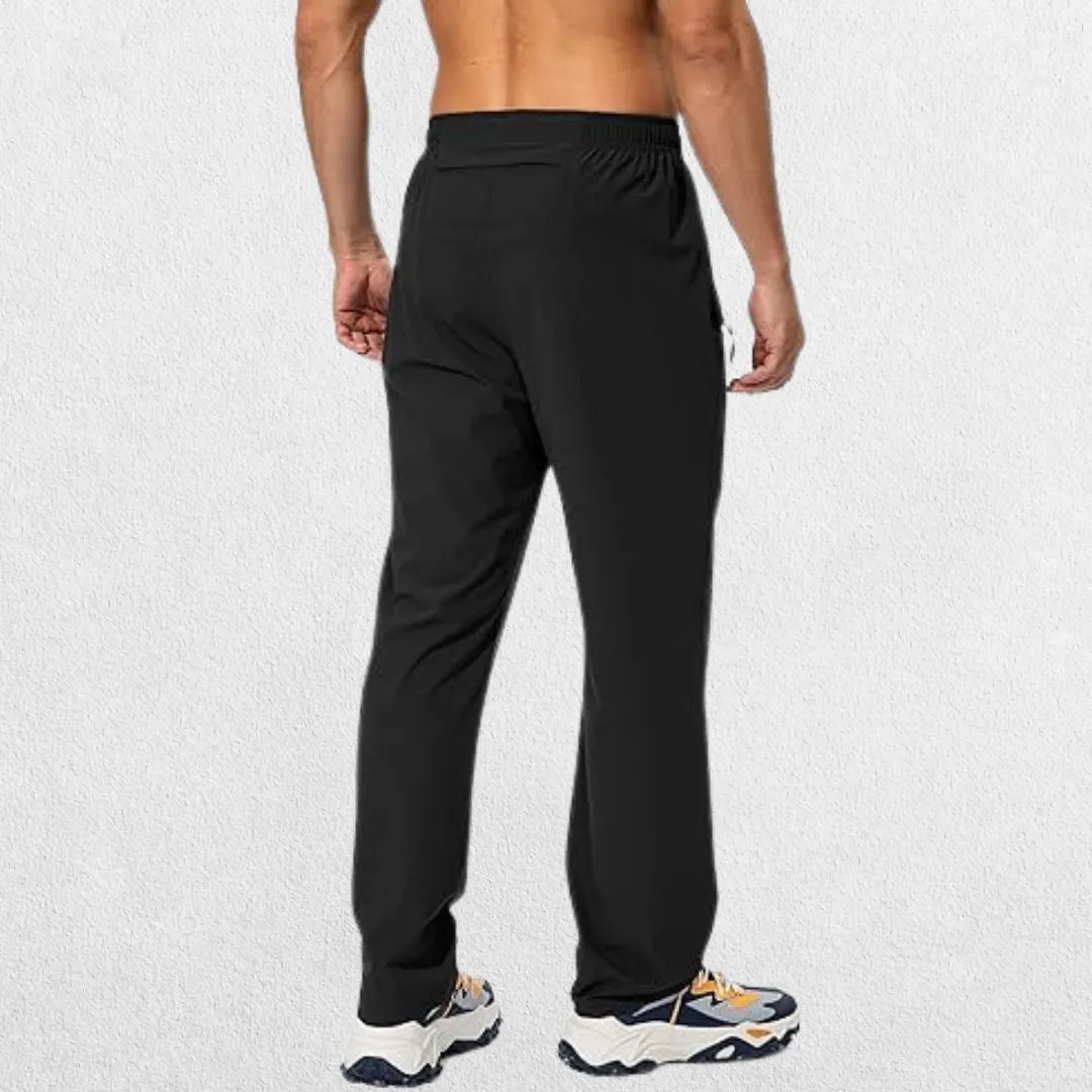 Men's Workout Athletic Trousers with Elastic Waist and Zipper Pockets