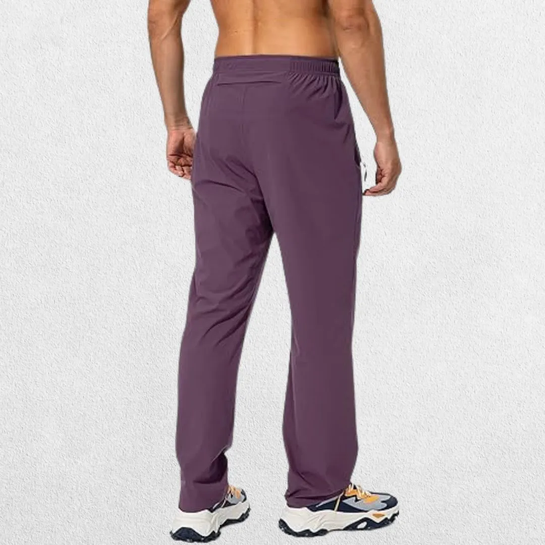 Men's Workout Athletic Trousers with Elastic Waist and Zipper Pockets