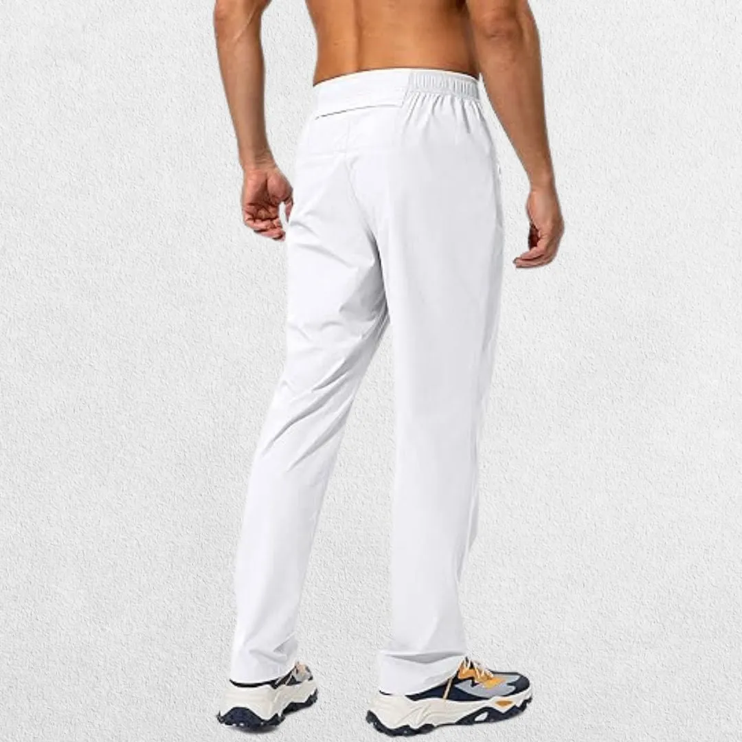 Men's Workout Athletic Trousers with Elastic Waist and Zipper Pockets