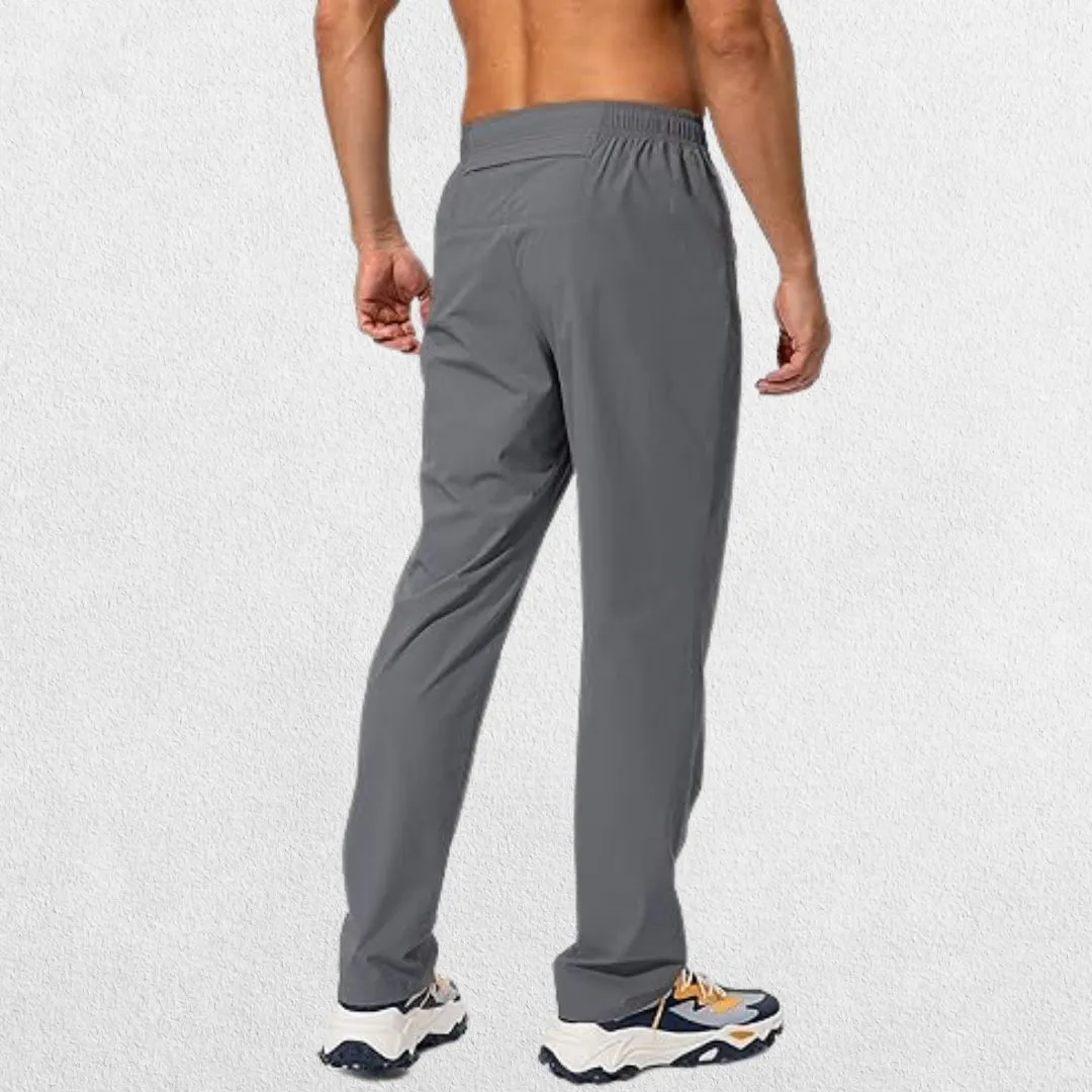 Men's Workout Athletic Trousers with Elastic Waist and Zipper Pockets
