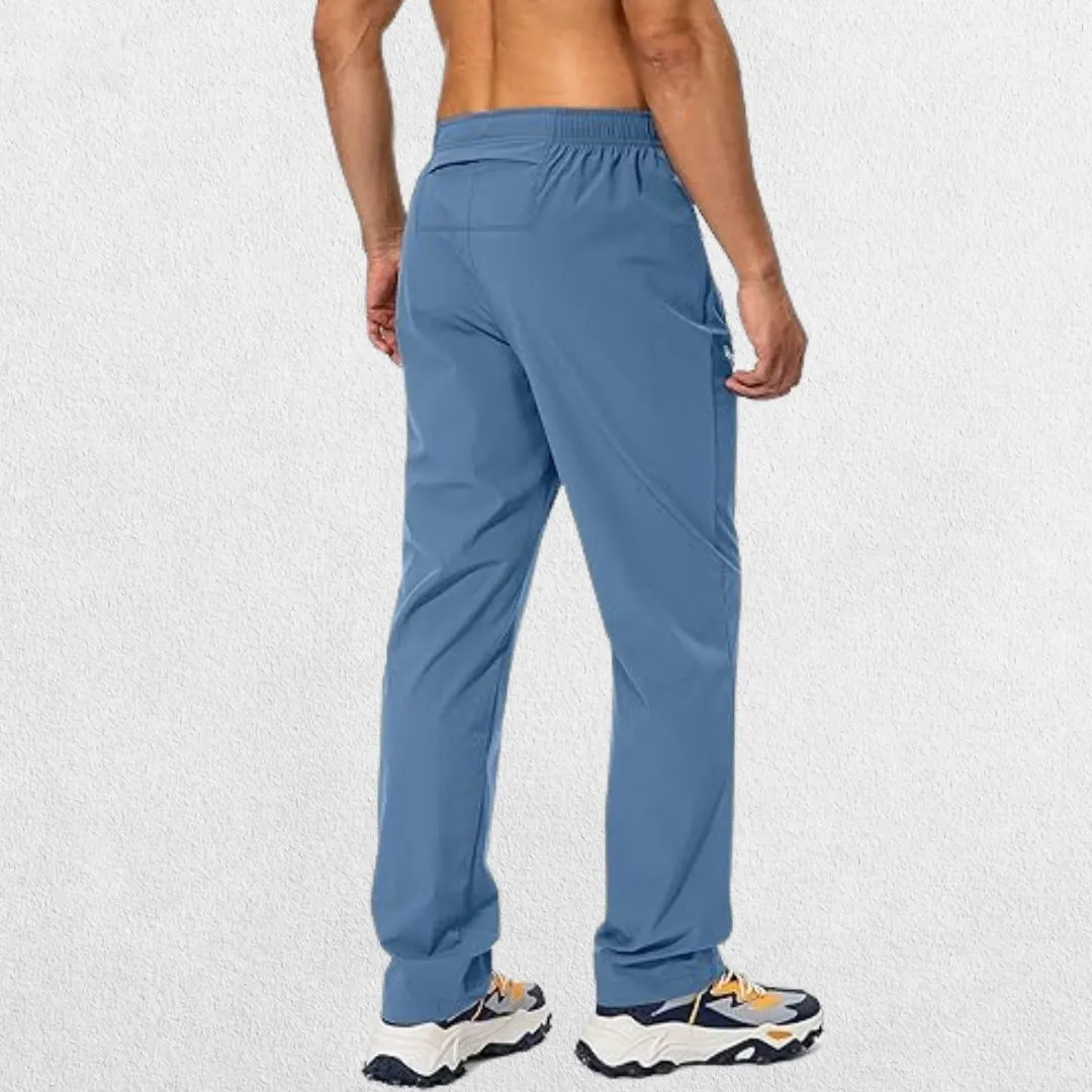 Men's Workout Athletic Trousers with Elastic Waist and Zipper Pockets