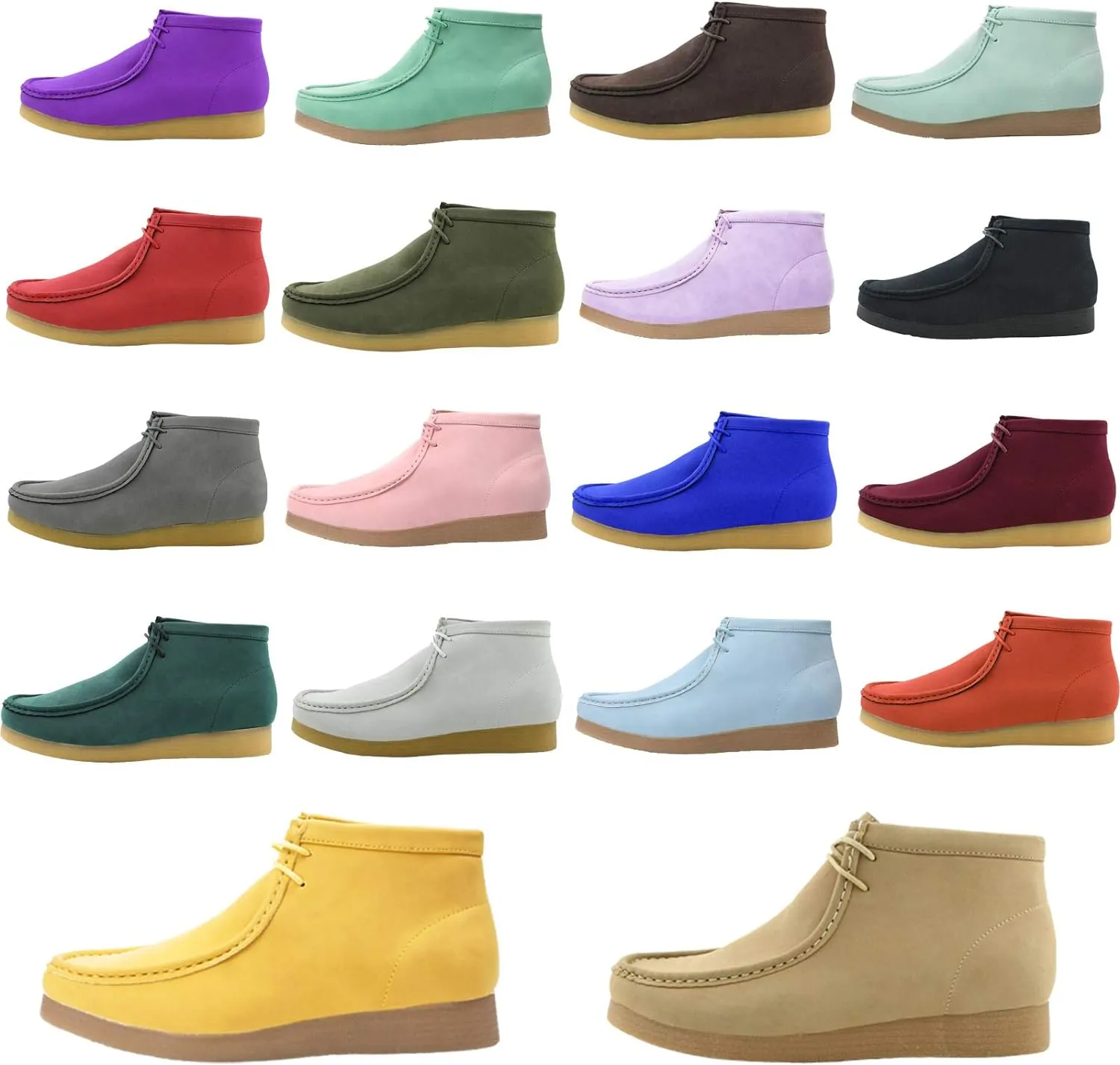 Men's Yellow Lace Up High Top Suede Boots