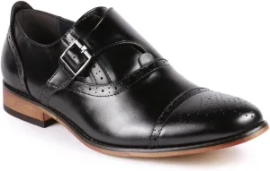 Metrocharm MC604 Men's Monk Strap Cap Toe Slip-on Dress Shoe