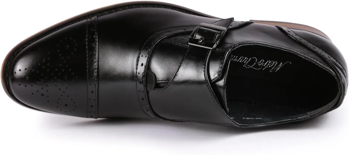 Metrocharm MC604 Men's Monk Strap Cap Toe Slip-on Dress Shoe