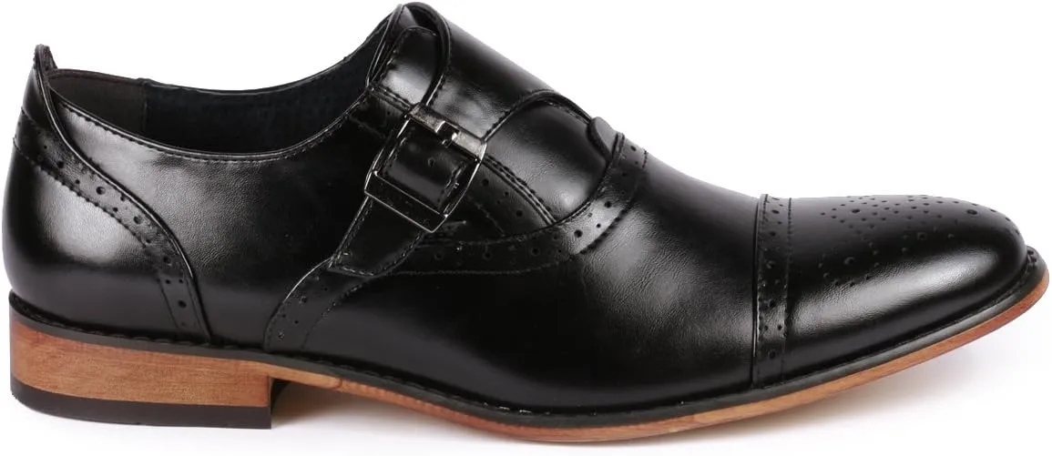 Metrocharm MC604 Men's Monk Strap Cap Toe Slip-on Dress Shoe