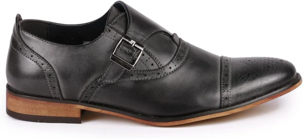 Metrocharm MC604 Men's Monk Strap Cap Toe Slip-on Dress Shoe
