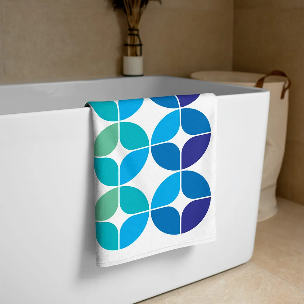 Mid Century Modern Blue Aqua StarChips Beach & Pool Towel