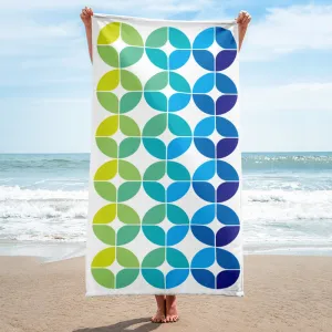 Mid Century Modern Blue Aqua StarChips Beach & Pool Towel