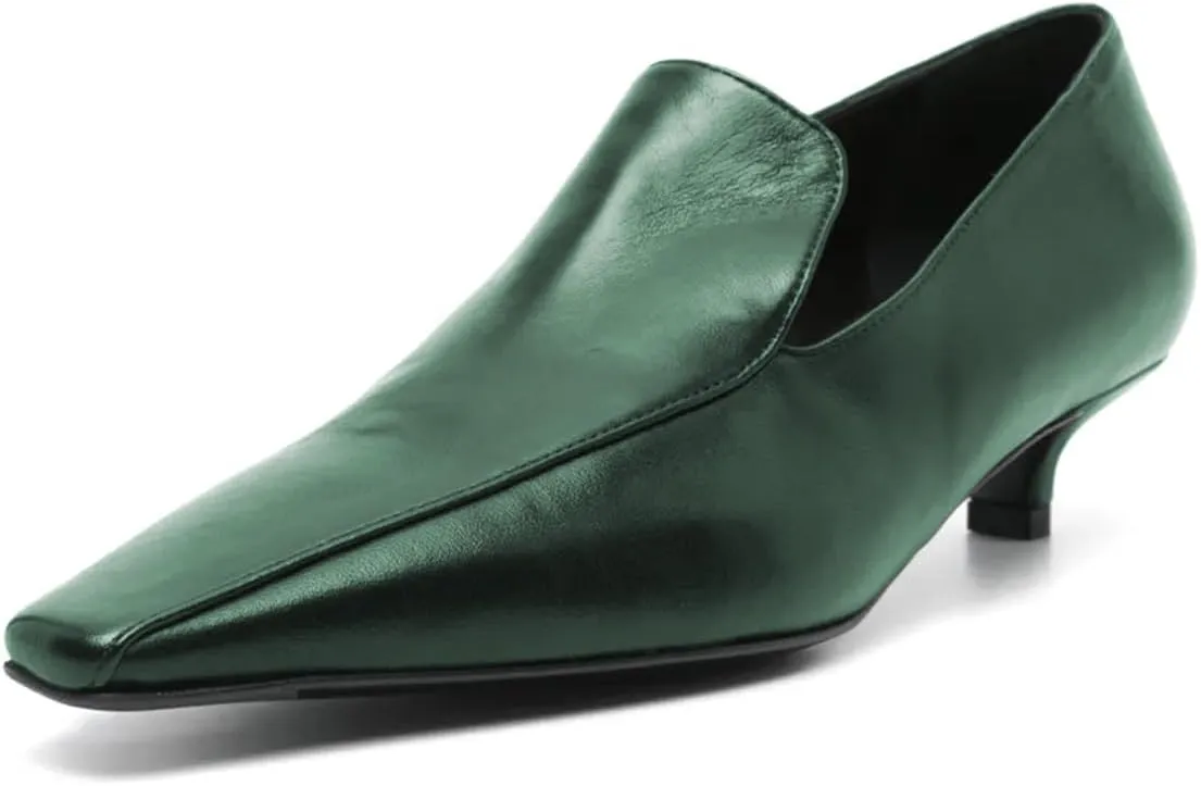 Milooey shoes Women's Square Toe Loafers Kitten Low Heels Slip On Comfy Pumps Dressy Party Daily Business Shoes Size 4-16 US