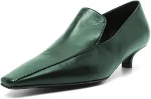 Milooey shoes Women's Square Toe Loafers Kitten Low Heels Slip On Comfy Pumps Dressy Party Daily Business Shoes Size 4-16 US