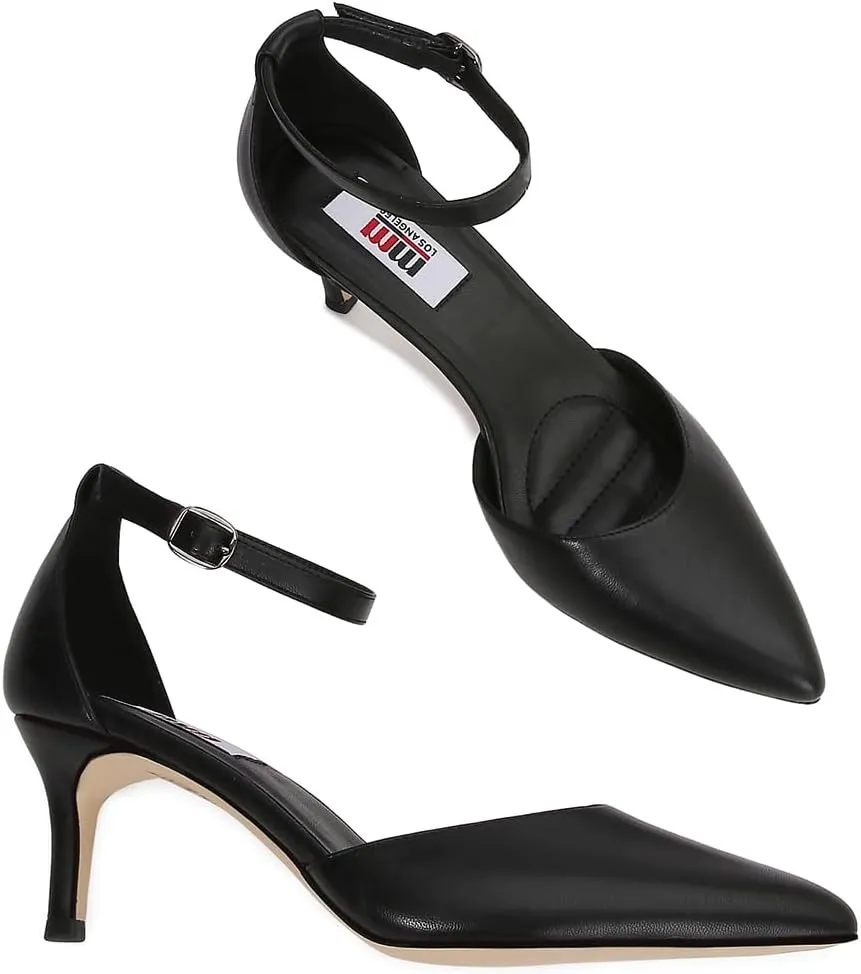 mm Women's Ankle Strap Front-Sling Pointed Toe Stiletto Heel
