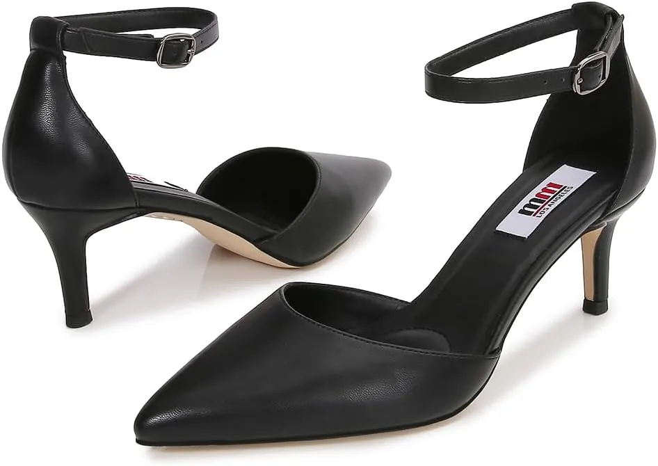 mm Women's Ankle Strap Front-Sling Pointed Toe Stiletto Heel