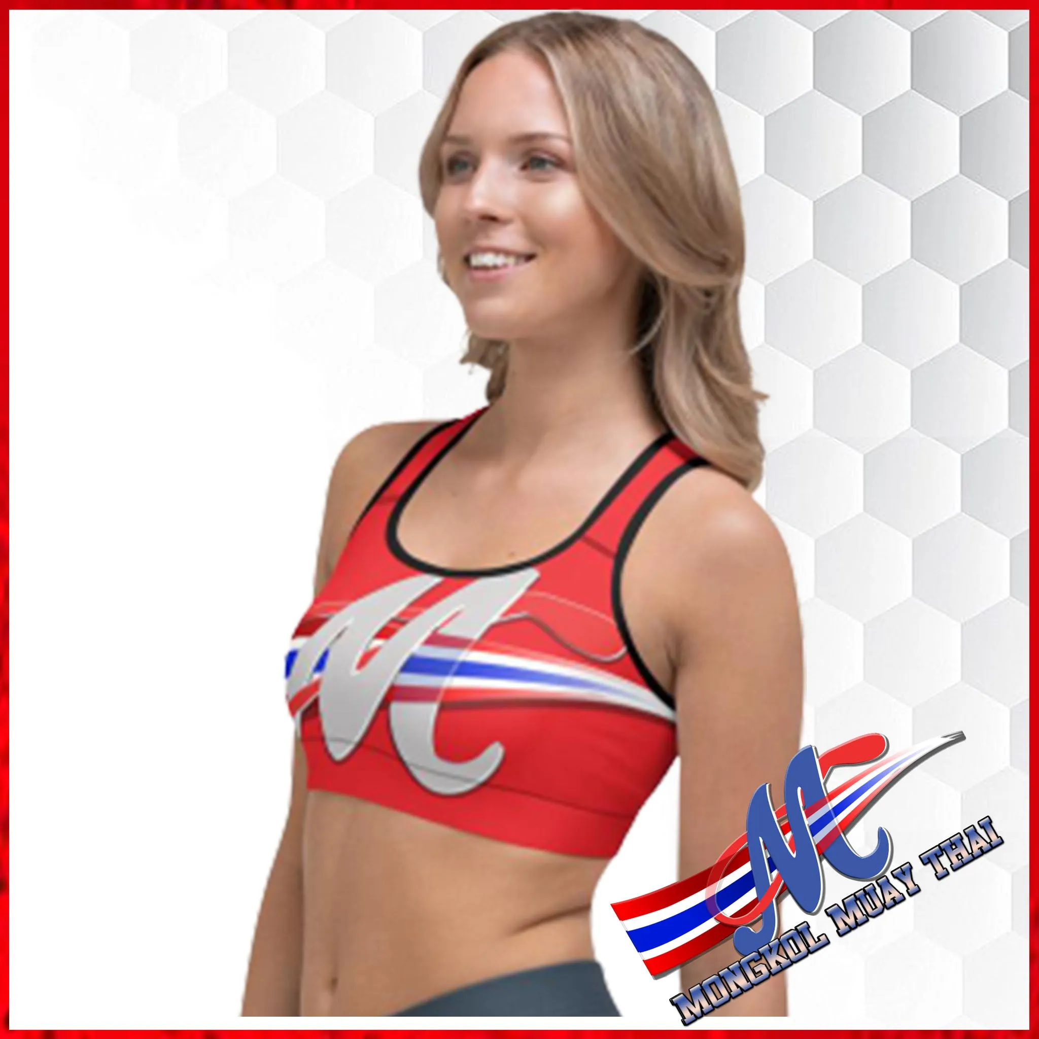 Mongkol Muay Thai Sports bra red with logo