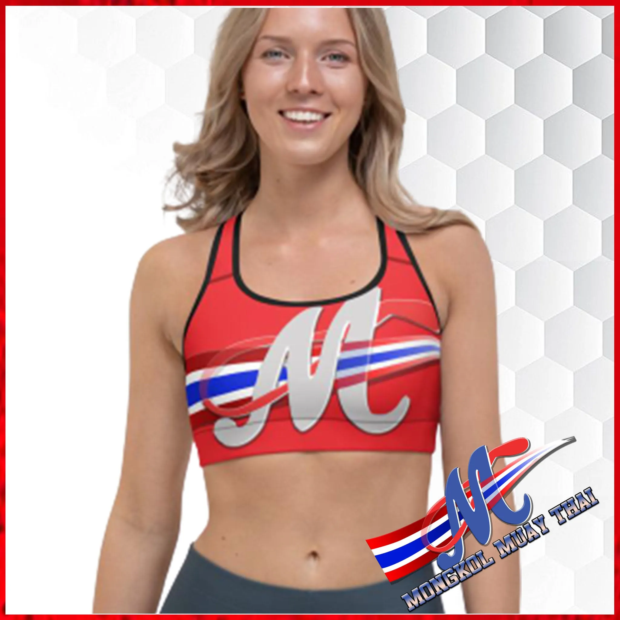 Mongkol Muay Thai Sports bra red with logo