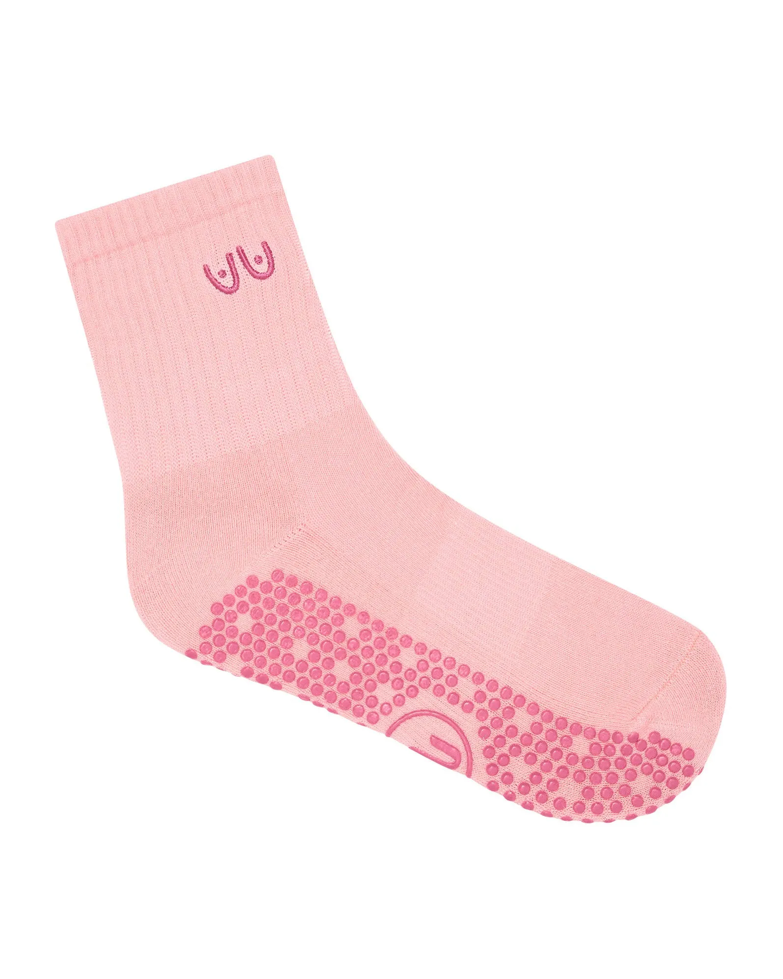 Move Active Crew Non Slip Grip Socks - Think Pink
