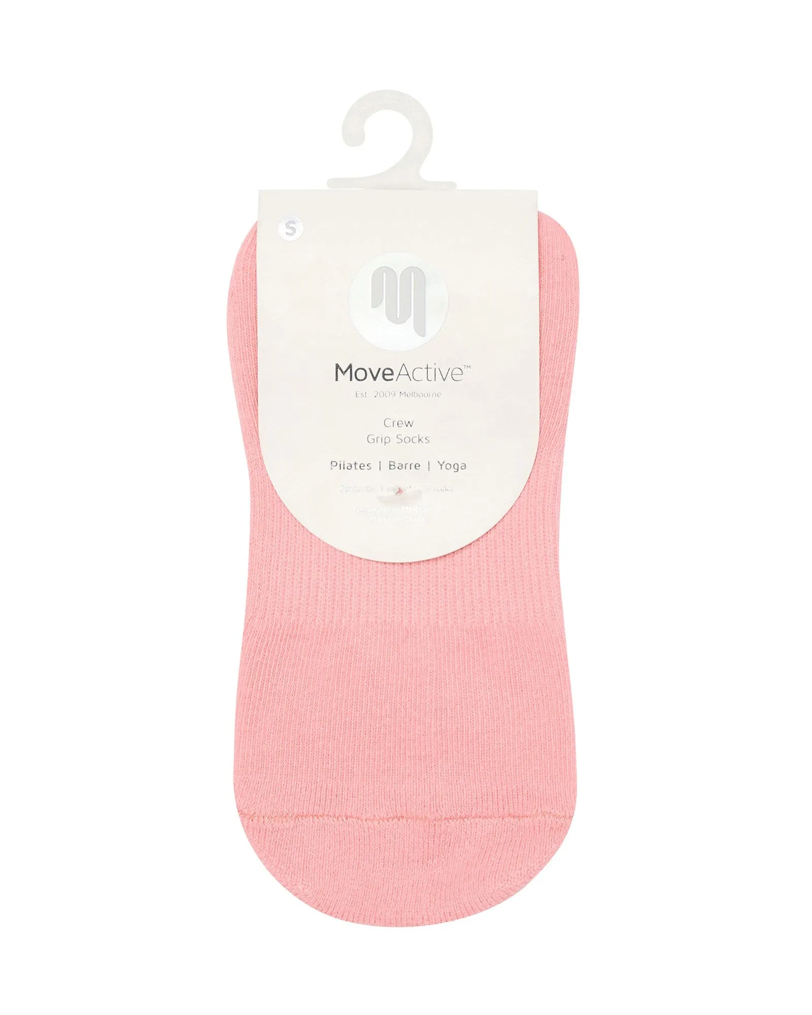Move Active Crew Non Slip Grip Socks - Think Pink