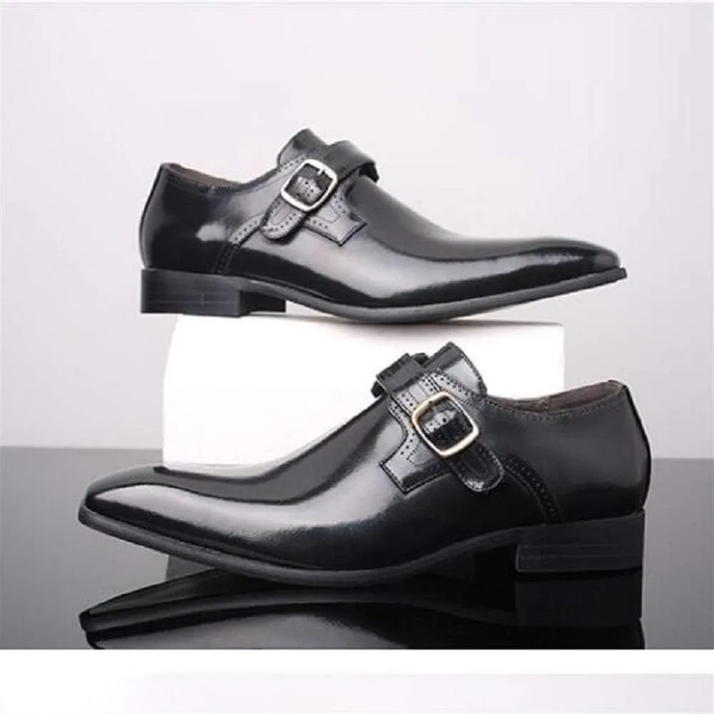 New Shoes Dress Oxford for Men Slip On Monk Strap Patent Leather PU Leather Slip Resistant Rubber Sole Low Top Outdoor