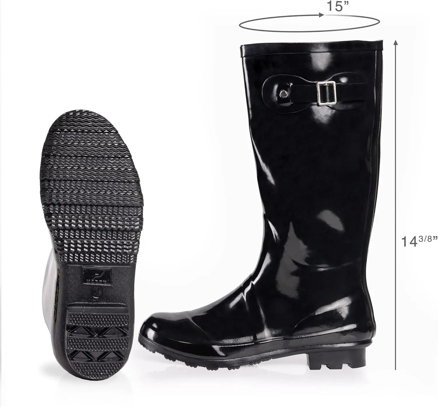 NORTY Women's Hurricane Rain Boots Knee High Calf Length - Glossy Matte Waterproof Rubber Tall Shoes