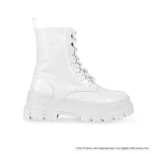 NUNES-1 COMBAT BOOTS W/ PATENT DETAILS-WHITE